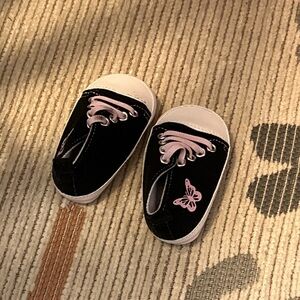 Kids Black and Pink Butterfly Canvas Shoes
